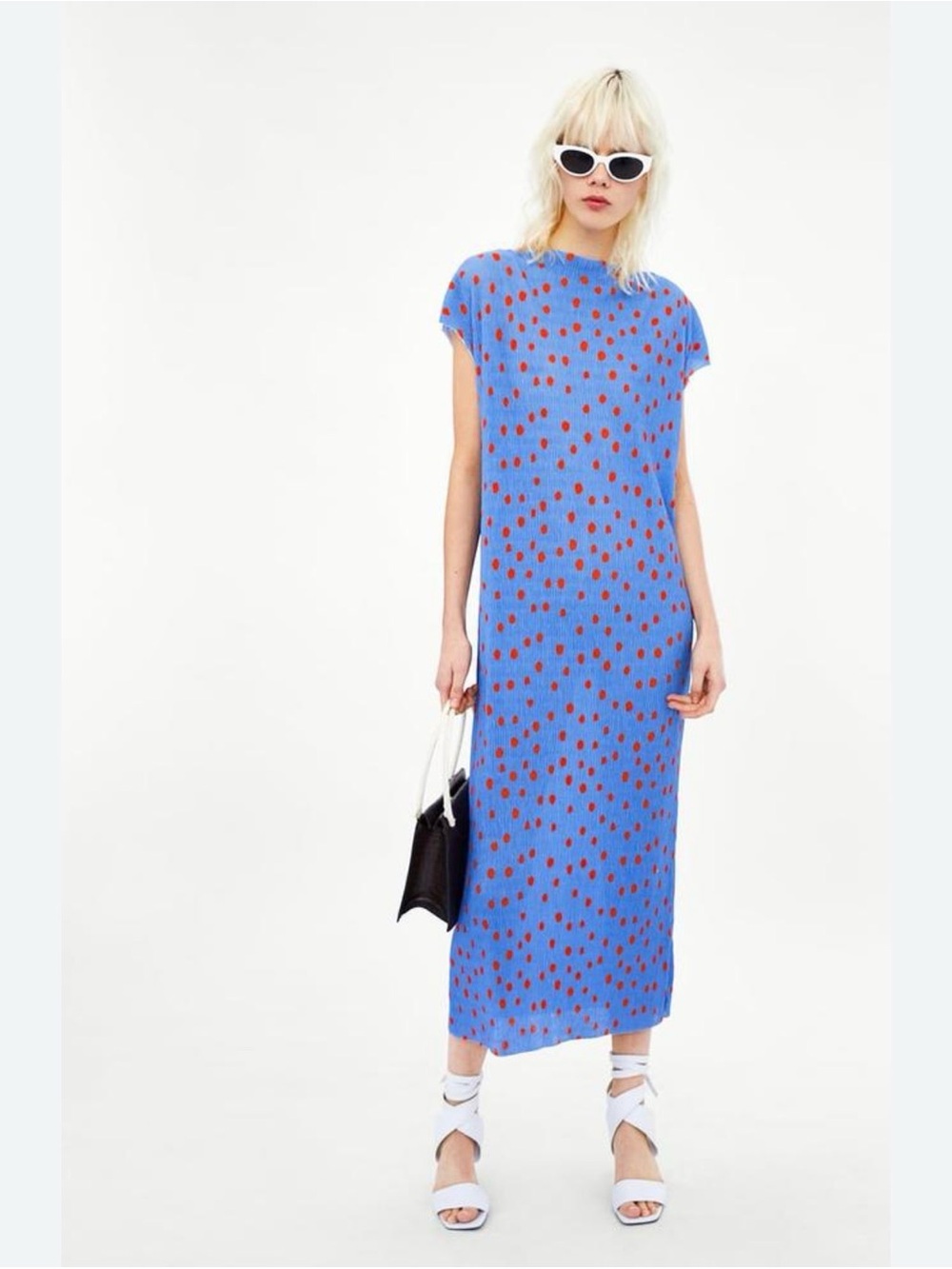 Zara Trafaluc Women's Polka Dot Midi Column Dress